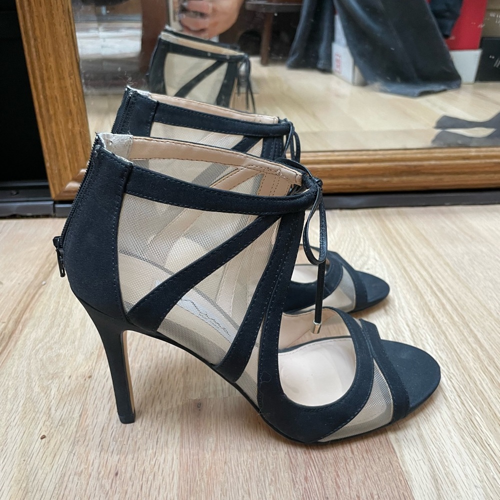 Nina Black Lace-Up Strappy Stiletto Heels - Picture 5 of 6